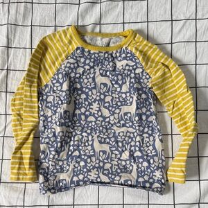 Mini Boden stripe and woodland graphic long sleeve 2-3 years unisex